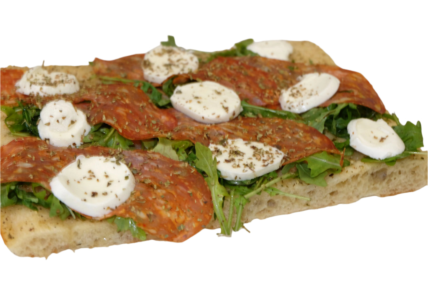 Garlic Base, Salami Calabrese, Arugula, Bocconcini Cheese