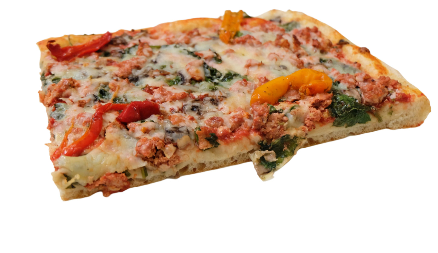 Sausage, Spinach, Mushrooms, Peppers, Mozzarella Cheese