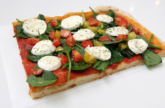 Tomato Base, Spinach, Bocconcini Cheese, Cherry Tomatoes